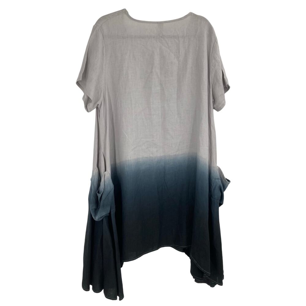 Firmiana Linen Boho Tunic Dress Lagenlook Asymmetric Layer Artsy Coastal Medium - Picture 3 of 13